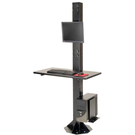 Global Industrial 81inH Stationary Floor Mount Orbit Computer Station Power Outlets Black 239134BKE